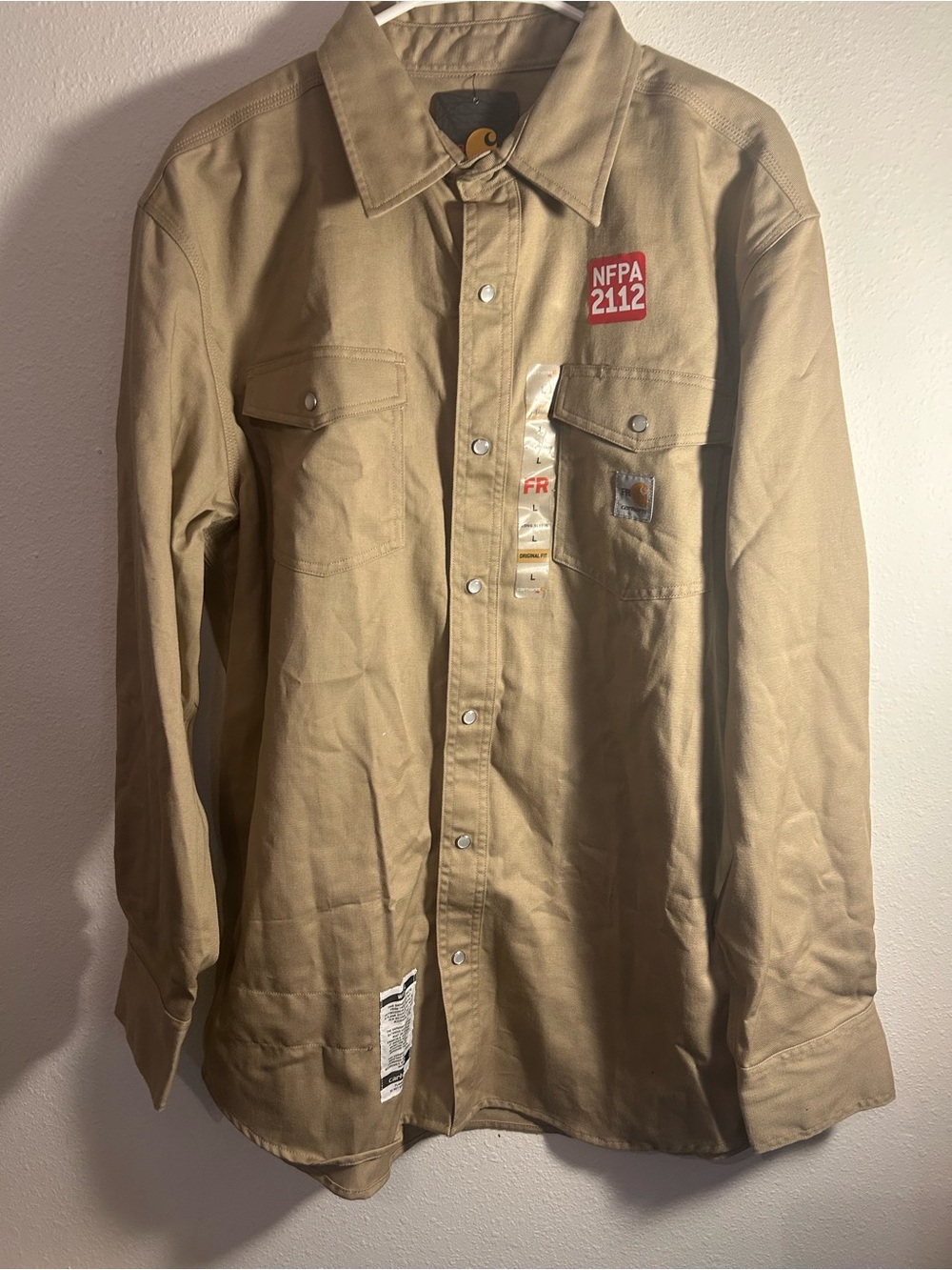 Carhartt Men’s Tan Button-Front Work Shirt